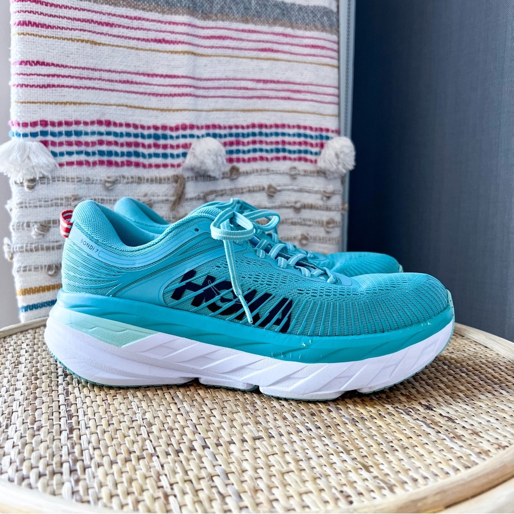 Hoka One One Bondi 7 Aquarelle Eggshell Blue Road-Running Sneakers Size 8.5 - Picture 2 of 8